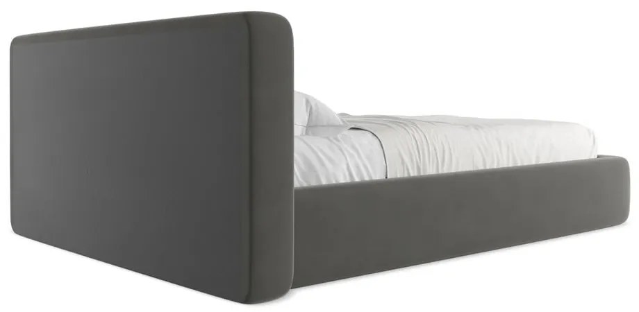 Letto matrimoniale imbottito grigio scuro con contenitore con griglia 140x200 cm Kiana - Makamii