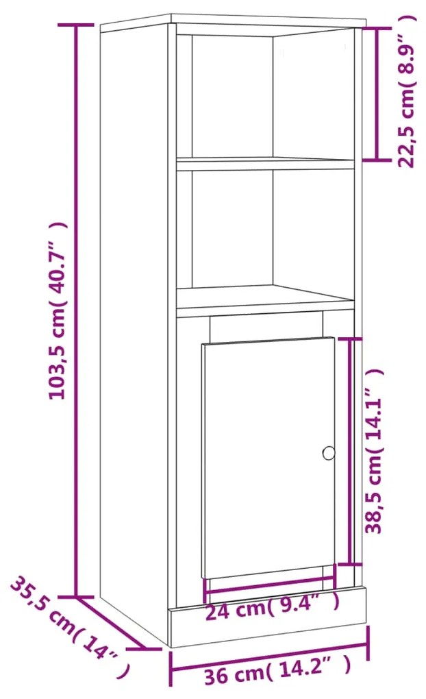 Credenza Bianco Lucido 36x35,5x103,5 cm in Legno Multistrato