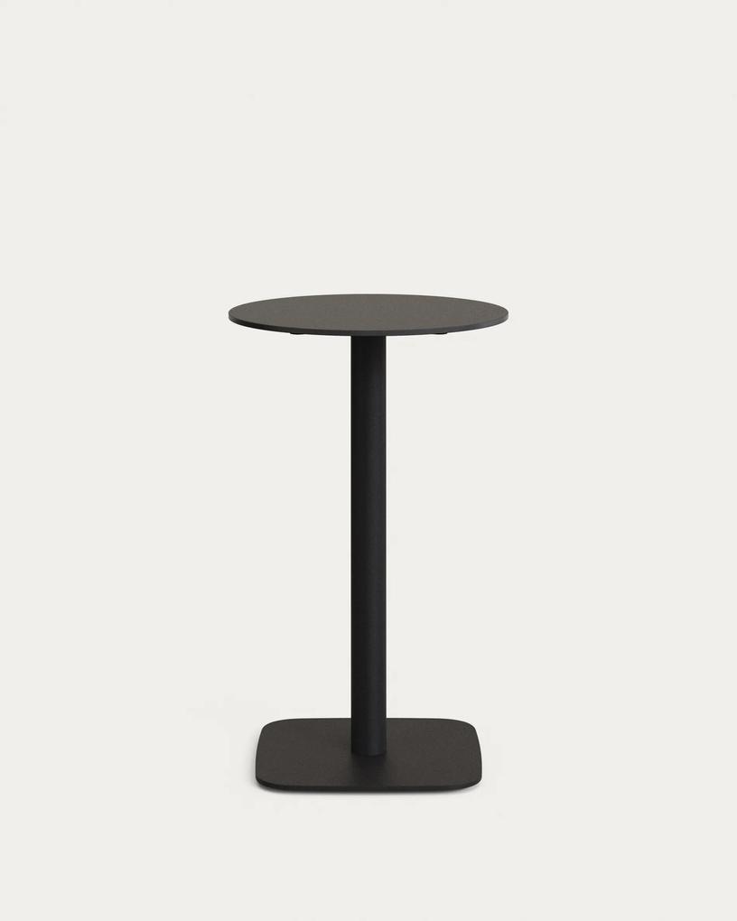 Kave Home - Tavolo rotondo alto per esterno Dina nero con gamba di metallo rifinita in nero Ã˜ 60x96 cm