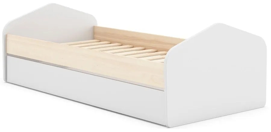 Letto per bambini in pino bianco/naturale con letto estraibile 90x200 cm Estefania - Marckeric