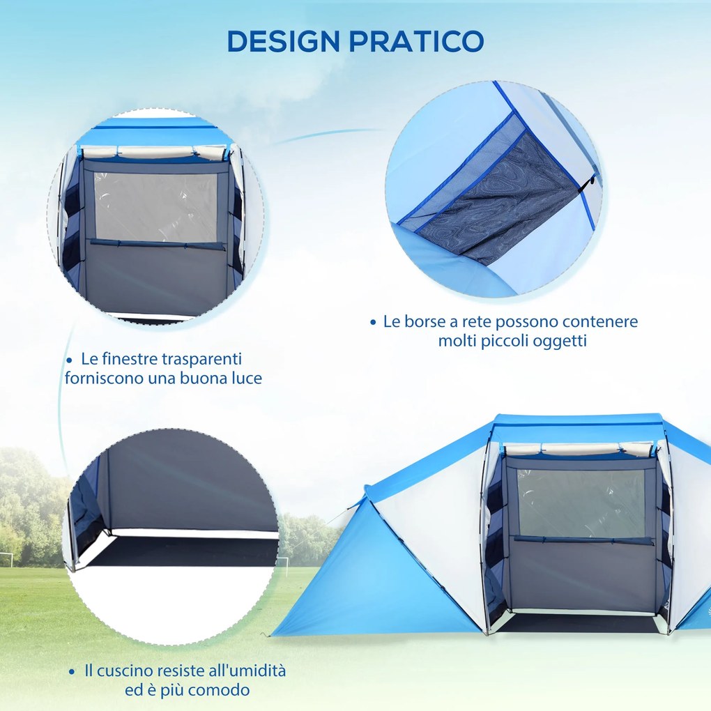 Tenda da Campeggio per 6 Persone 460x230x195 cm...