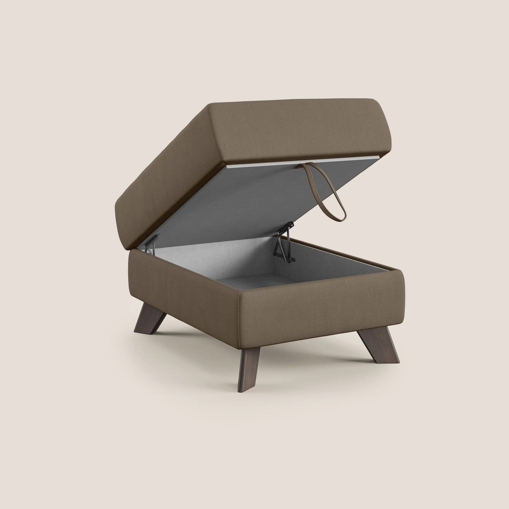 Moon Pouf contenitore e piedini alti in microfibra impermeabile T11 marrone