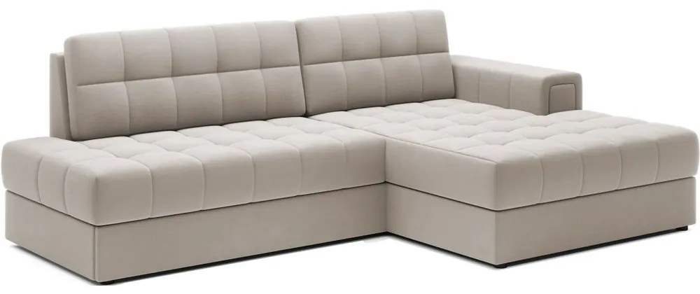 Divano angolare beige allungabile (con penisola a destra/con chaise lounge) con rivestimento in velluto Blezalt – ELTAP