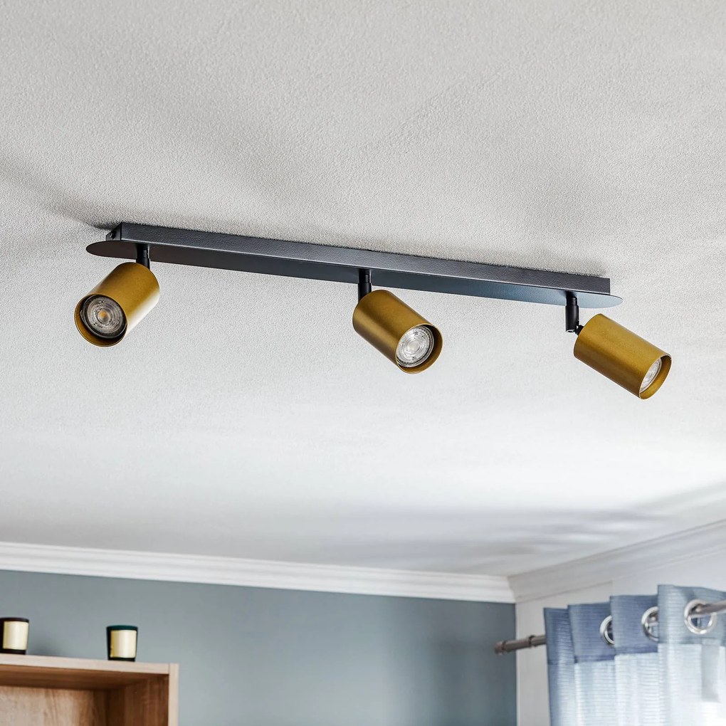 EMIBIG LIGHTING Faretto da soffitto Zen 3 con 3 faretti, nero-oro