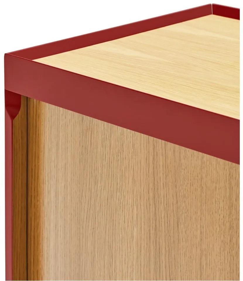 Cassettiera bassa rossa effetto rovere 165x78 cm Arista - Teulat