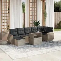 Set Divano da Giardino 8pz con Cuscini Grigio Chiaro Polyrattan 3268692