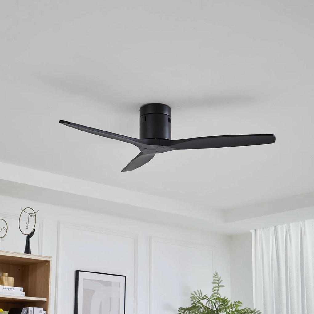 Lucande ventilatore da soffitto Vindur, nero, DC, silenzioso, 132 cm Vindur, Nero, Camera da letto, Metallo, Moderno