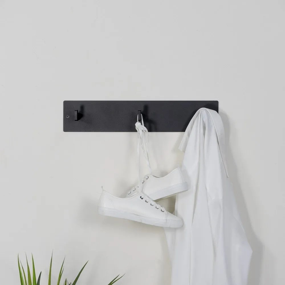 Attaccapanni da parete nero in metallo 50 cm Leatherman – Spinder Design