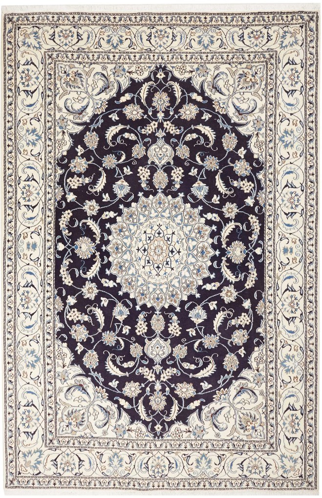 Nain Tappeto 190x290 Blu (Iran) Annodato A Mano