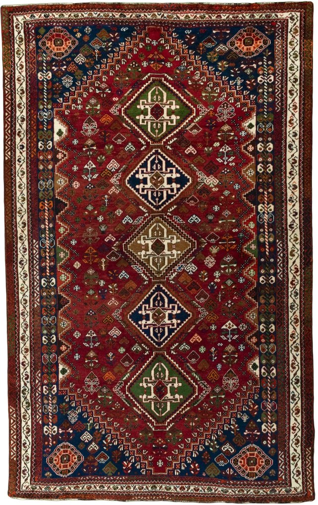 Shiraz Tappeto 270 x 170 Rosso (Iran) Annodato A Mano