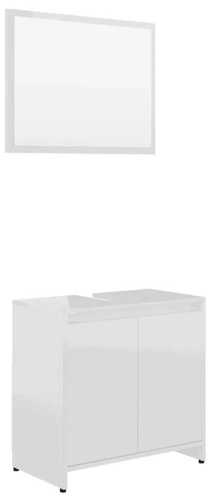 Set mobili da bagno 3 pz bianco lucido in truciolato