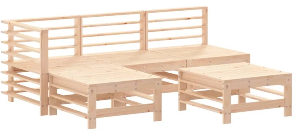 Set Divani da Giardino 5 pz con Cuscini in Legno Massello