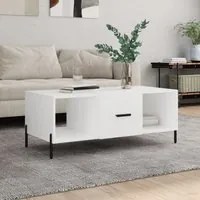 Tavolino da Salotto Bianco 102x50x40 cm in Legno Multistrato 829308