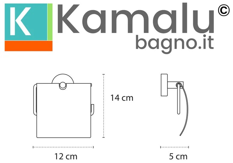 Kamalu - Portarotolo coperto in acciaio inox nero opaco da muro | Monde-N