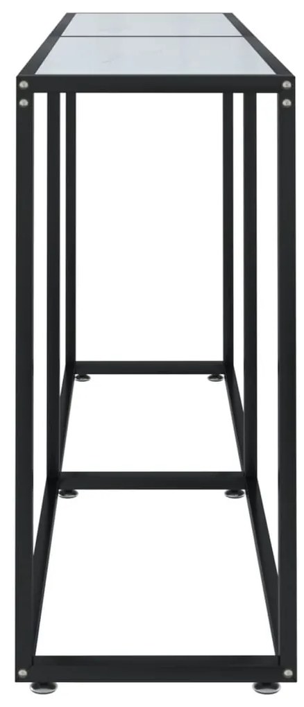 Tavolo consolle bianco marmo 160x35x75,5 cm in vetro temperato
