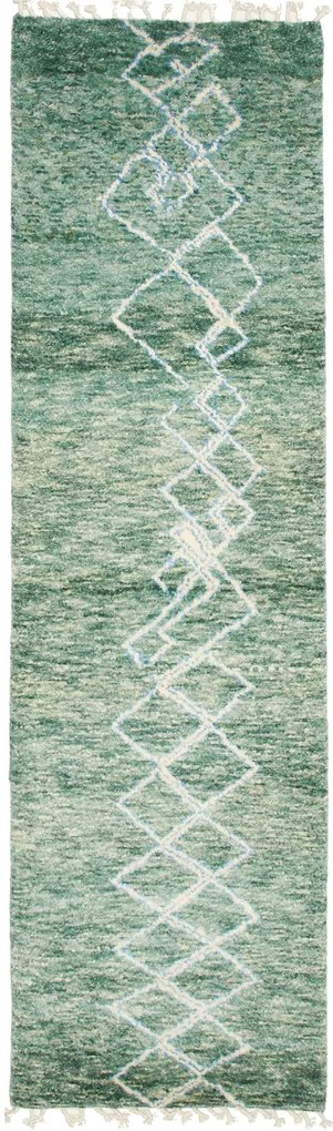 Berber Tappeto orientale 70x260 Verde (Pakistan) Annodato A Mano