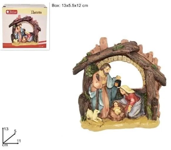 Trade Shop - Presepe Natività In Resina Scenario Sacra Famiglia Decorazioni Natalizie