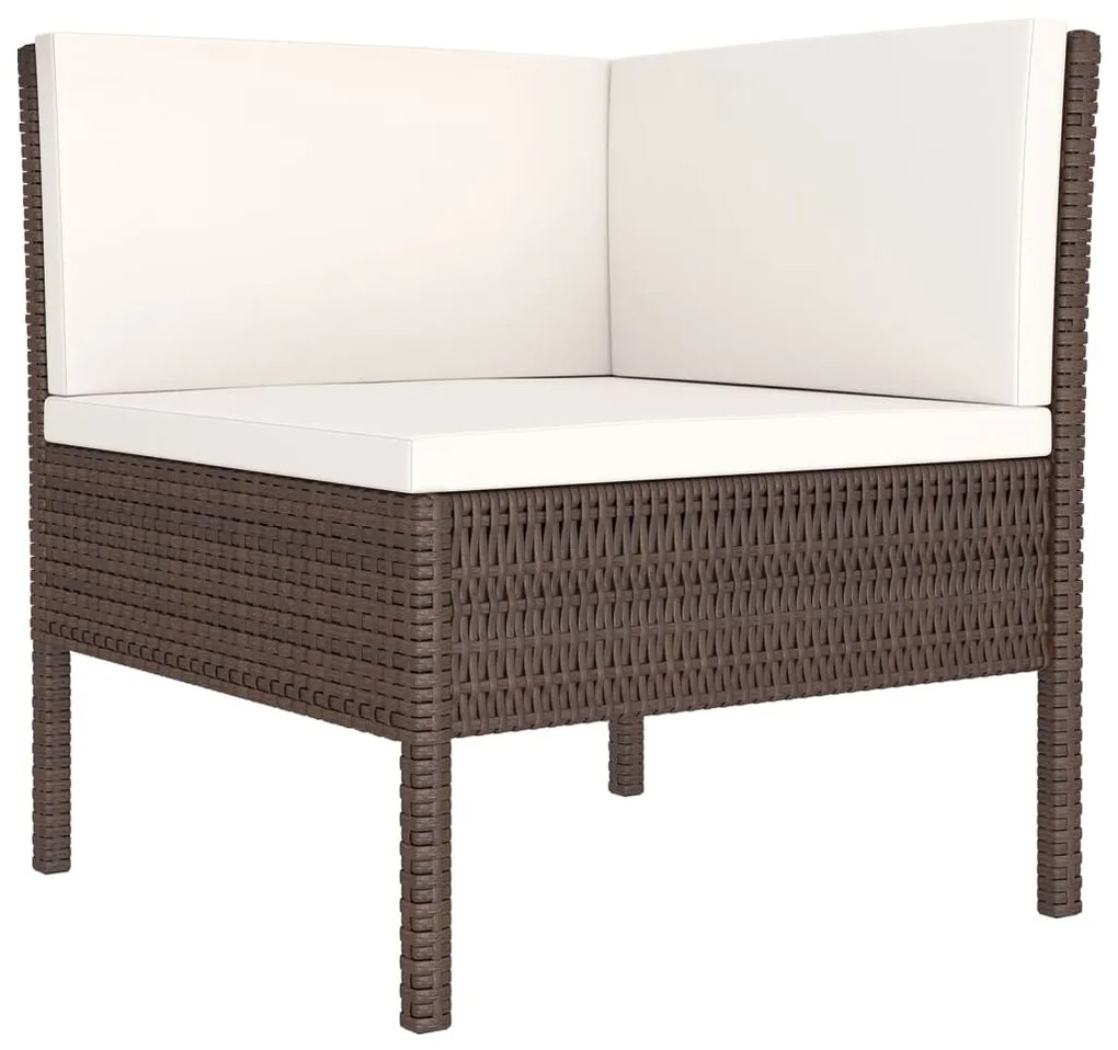 Set divani da giardino 8 pz con cuscini in polyrattan marrone