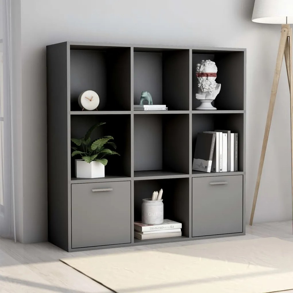 Libreria Grigia 98x30x98 cm in Legno Multistrato