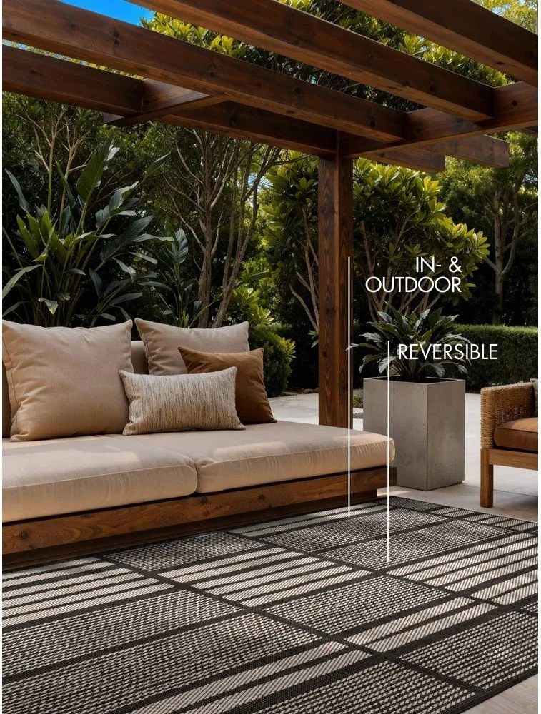 Tappeto da interno/esterno nero/color crema 120x170 cm Haringey Allington – Ted Baker