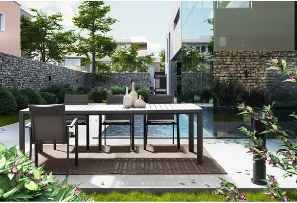 Tavolo Da Esterno Allungabile In Alluminio 100x180-240 Cm Kiplin Antracite Bizzotto