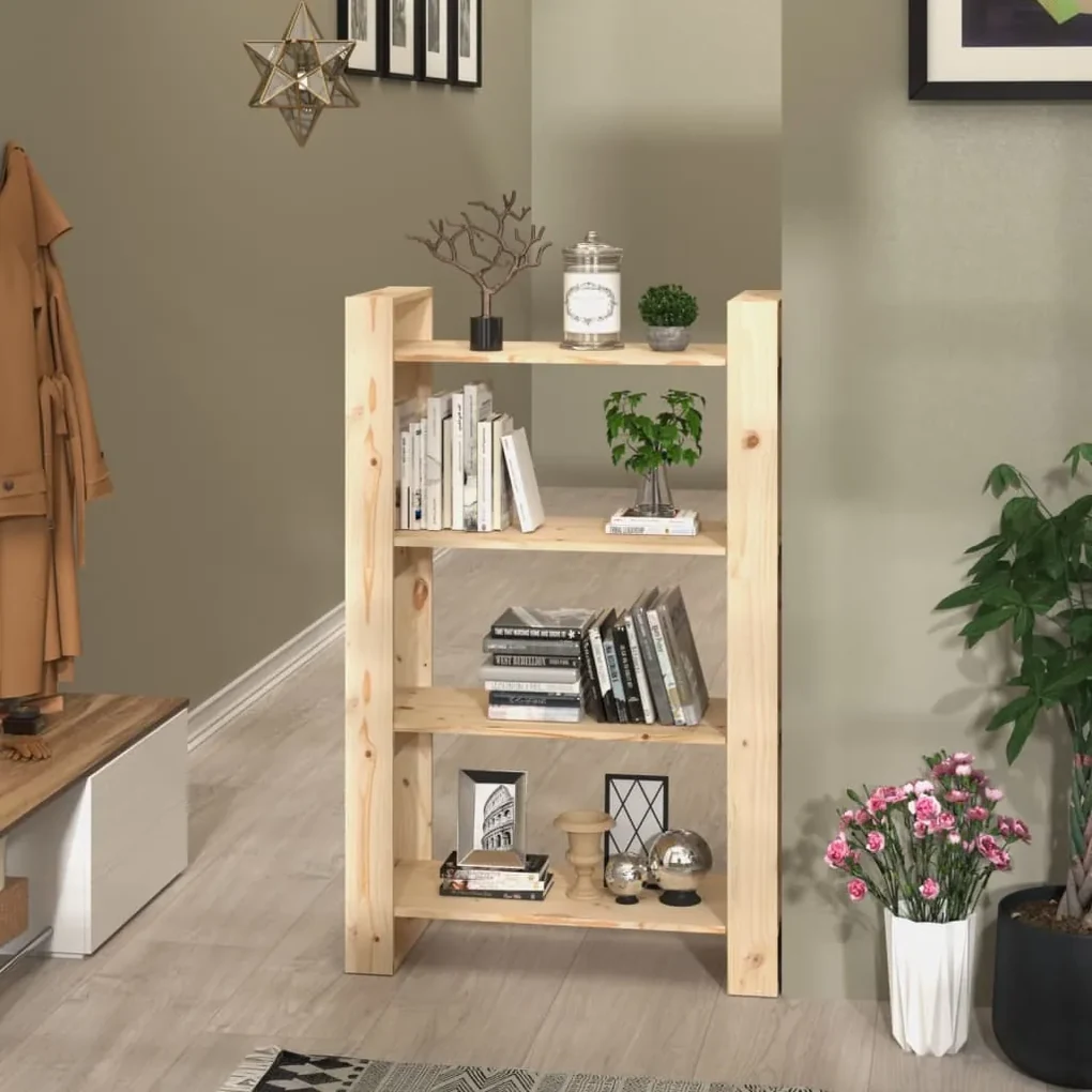 Libreria/divisorio 80x35x125 cm in legno massello di pino