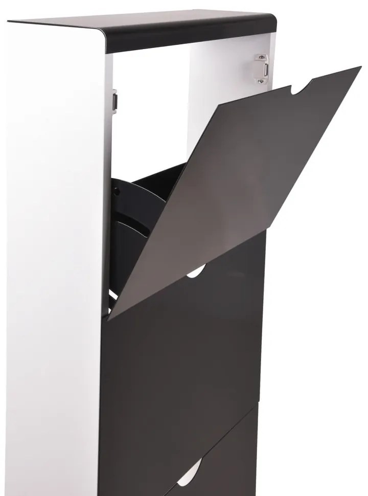 Scarpiera nera in metallo con ante ribaltabili 51x138x16 cm – Household Pleasure