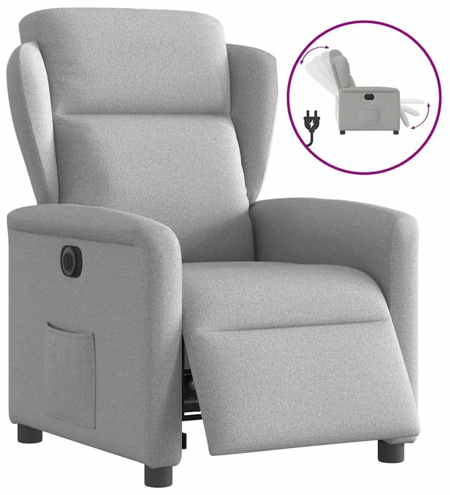 Poltrona Elettrica Reclinabile Grigio Nuvola İn Tessuto /