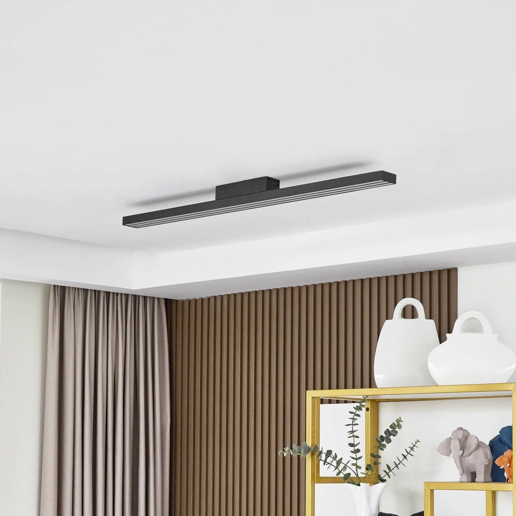 Plafoniera smart Leicy Lucande, dimmerabile, Nero, Soggiorno / Sala da pranzo, Metallo, Moderno