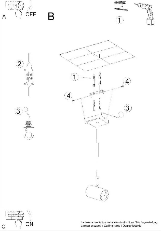 Faretto nero 6x10 cm Jones – Sollux