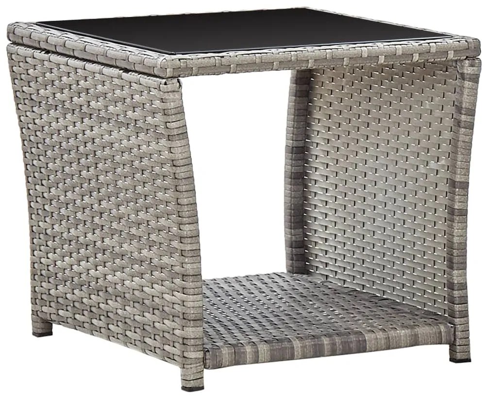 Set da pranzo da giardino 3 pz con cuscini in polyrattan grigio