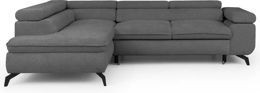 Divano angolare grigio (con penisola a sinistra/a L) con rivestimento in ciniglia Marbeya – Ropez