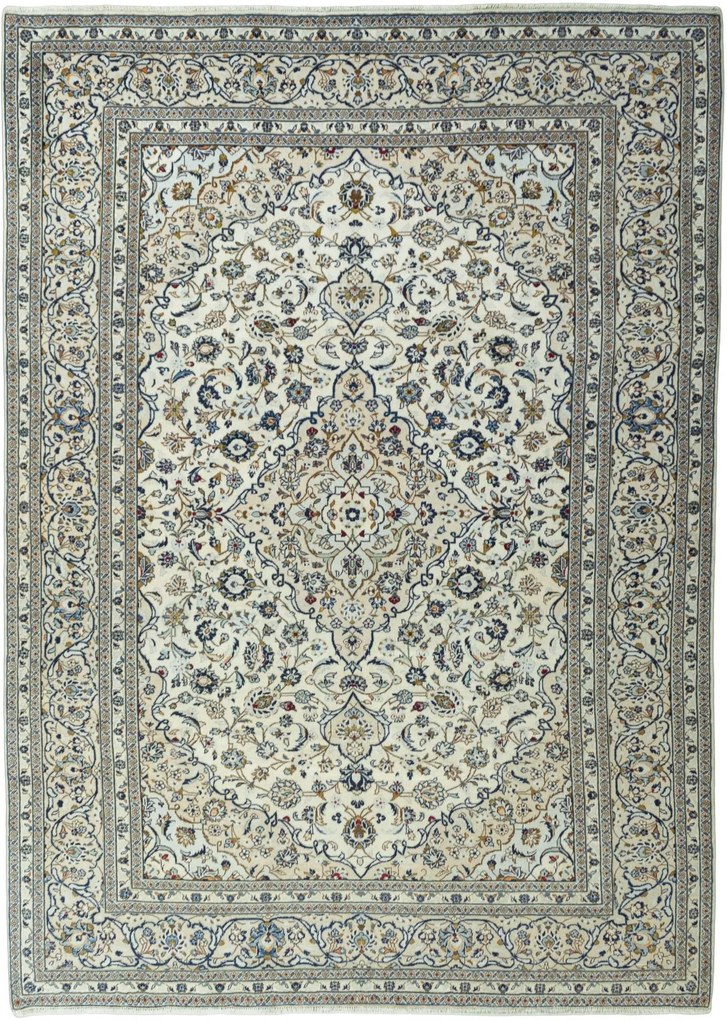 Kashan Tappeto 250x340 Beige (Iran) Annodato A Mano
