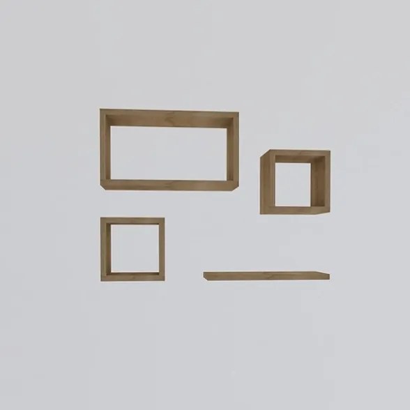 Set Di Mensole A Parete Effetto Legno Con Cubi Effetto Legno Alma