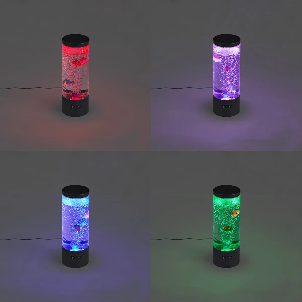 Tubo a bolle nero 30 cm con LED RGB - Sealife
