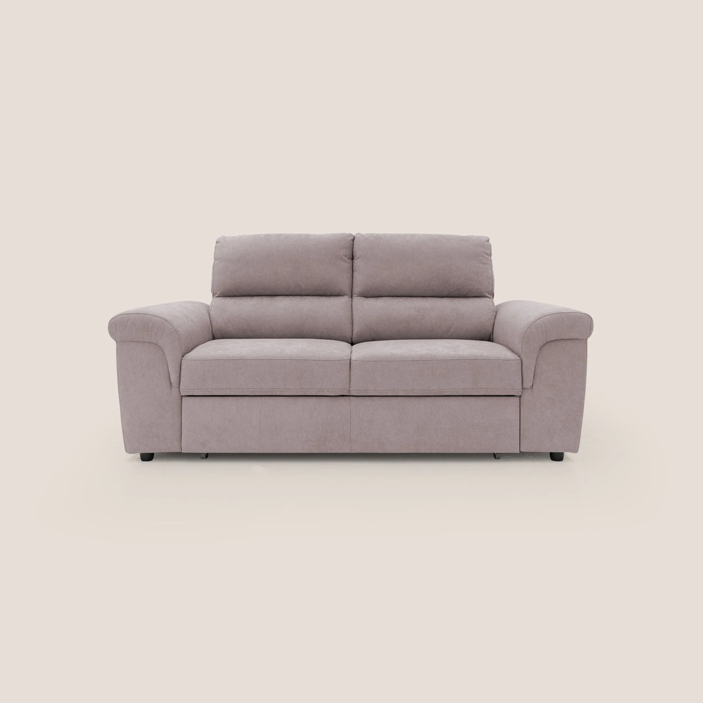 Minerva divano con pouf estraibile poggiapiedi in tessuto morbido impermeabile T02 rosa