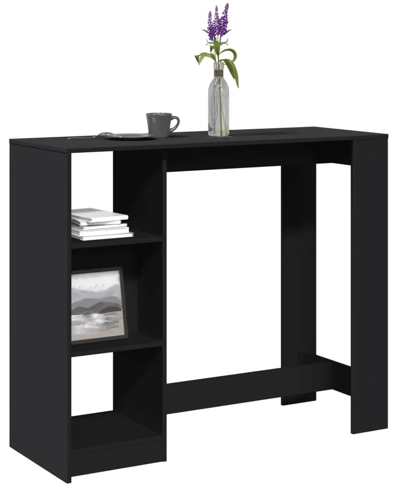 Tavolo Bar Con Ripiano Nero 124x46x103,5 Cm Legno Multistrato /