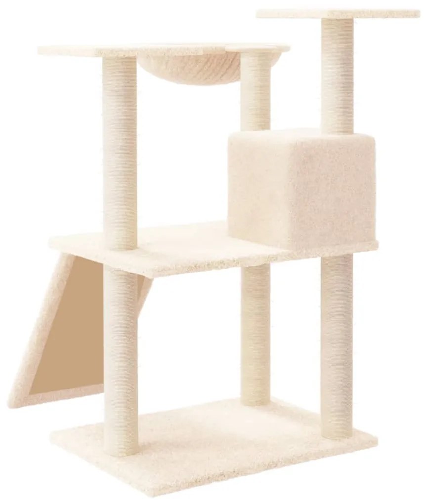 Albero per gatti con tiragraffi in sisal crema 83 cm