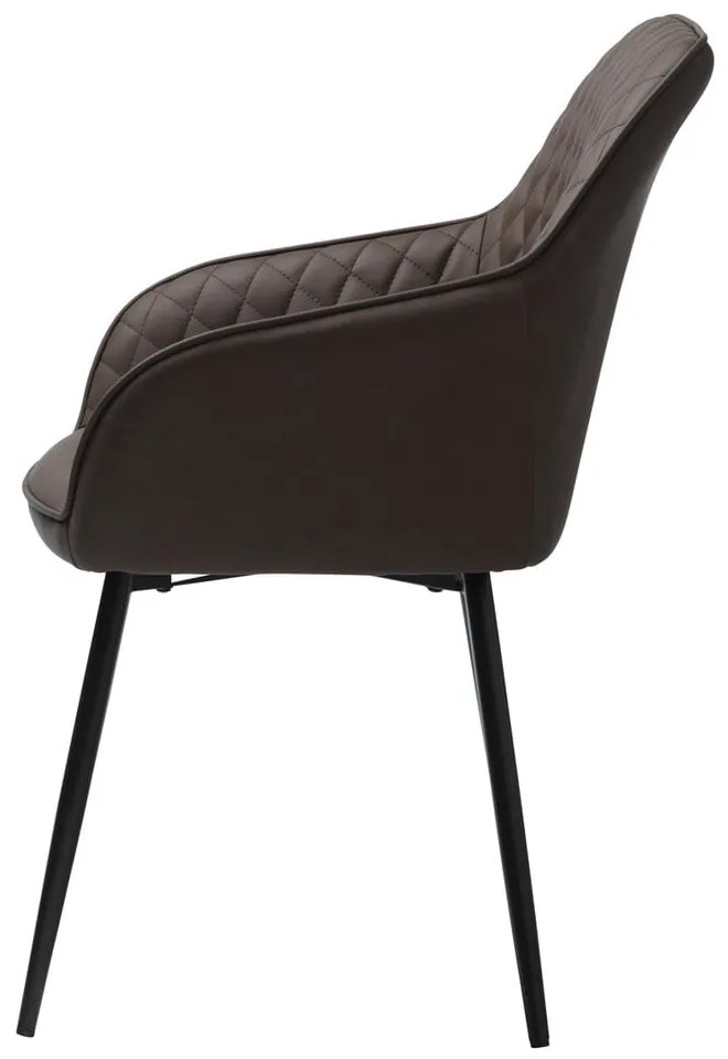 Sedia da pranzo marrone in imbottito con braccioli Milton – Unique Furniture