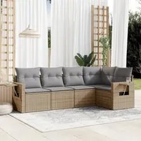 Set Divano da Giardino 5 pz con Cuscini Beige in Polyrattan 3252466