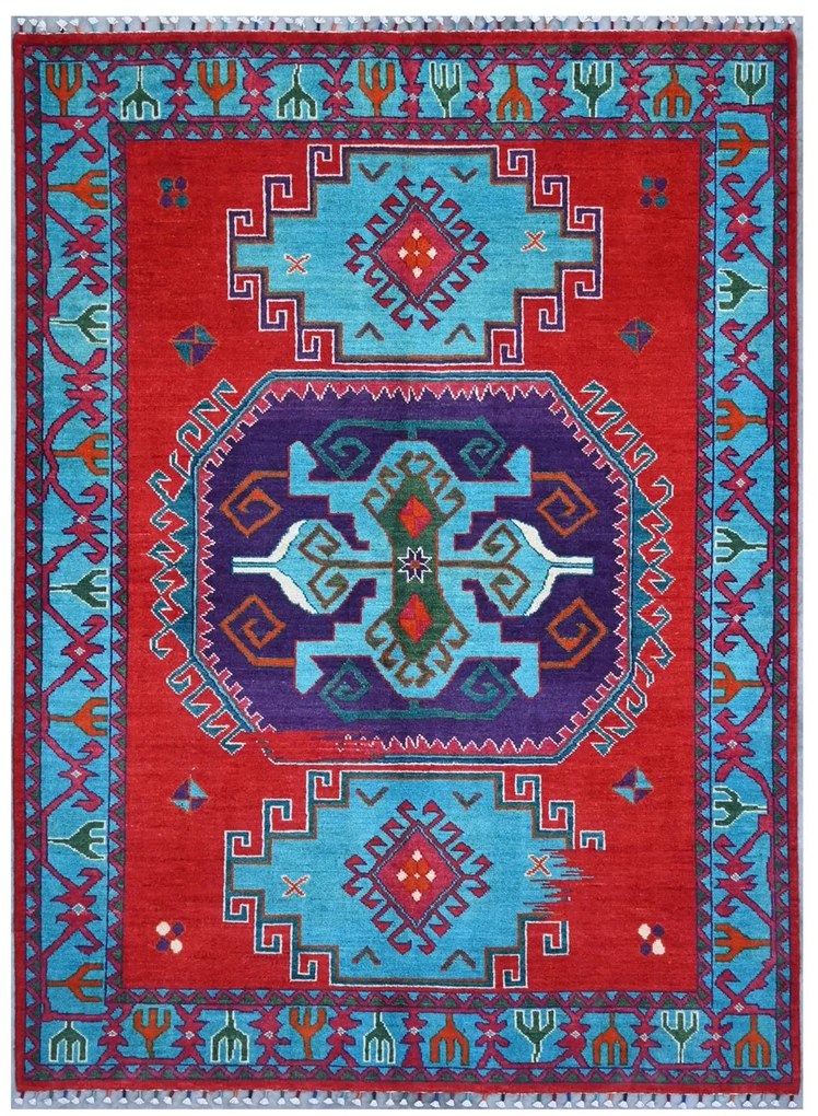Kazak Tappeto 210x150 (Pakistan) Annodato A Mano