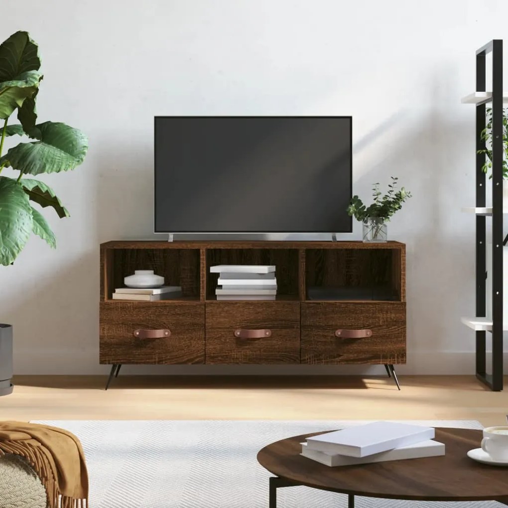 Mobile Tv Rovere Marrone 102x36x50 Cm İn Legno Multistrato /