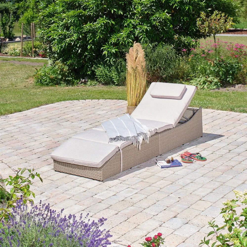 Lettino da giardino in rattan bianco/beige Akland - Bonami Selection