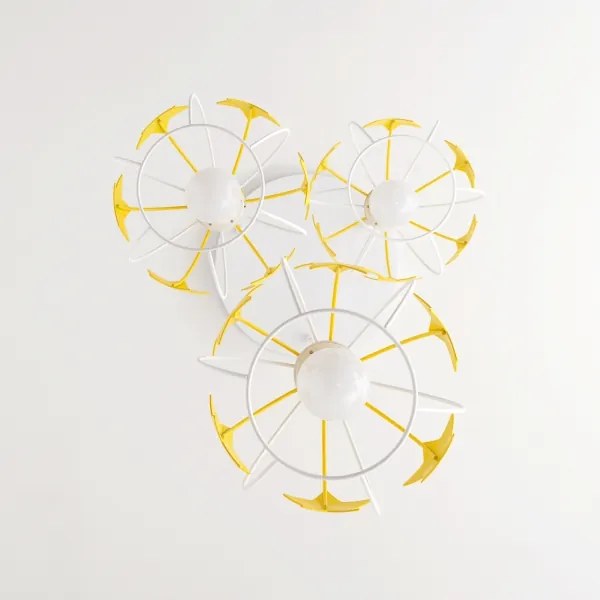 Lampadario a sospensione per bambini STARS 3xE27/15W/230V giallo/bianco