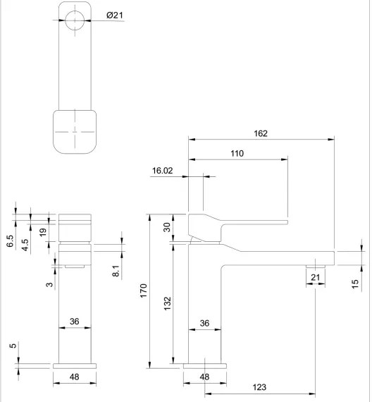 OMNIRES SL7710CR - Rubinetto del lavandino SLIDE 17 cm cromo lucido