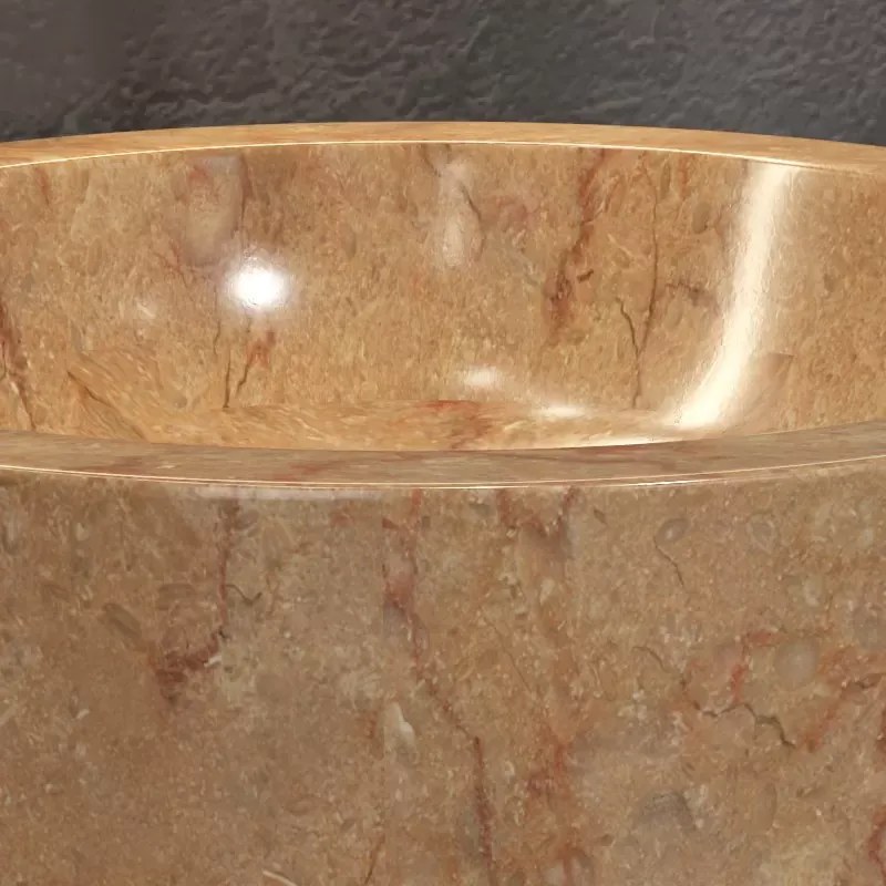 Lavabo design rotondo in marmo rosso diametro 40cm | Litos-TR40 - KAMALU