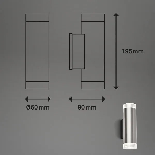 Brilo - Applique a LED da esterno 2xGU10/4,7W/230V IP44 4000K cromo opaco