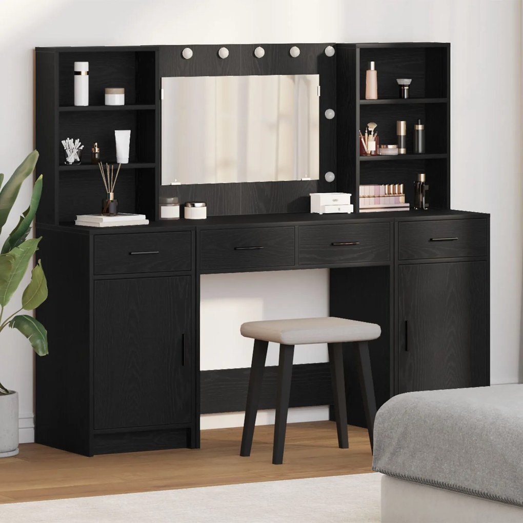 Set da trucco 3 pezzi in legno ingegnerizzato nero