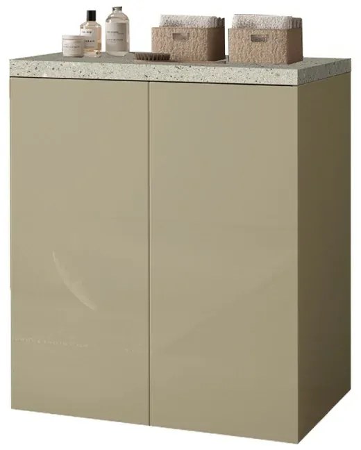 Mobile multiuso con due ante 71x65x91 cm pietra e tortora Wanda