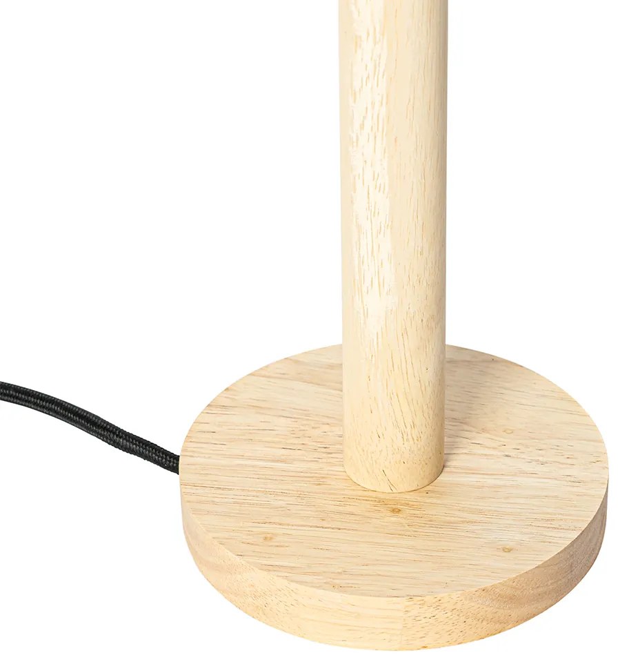 Lampada da tavolo in legno con paralume ovale in lino bianco 25cm - Mels